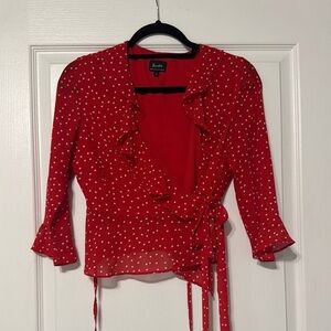 Red Polka Dot Wrap Top